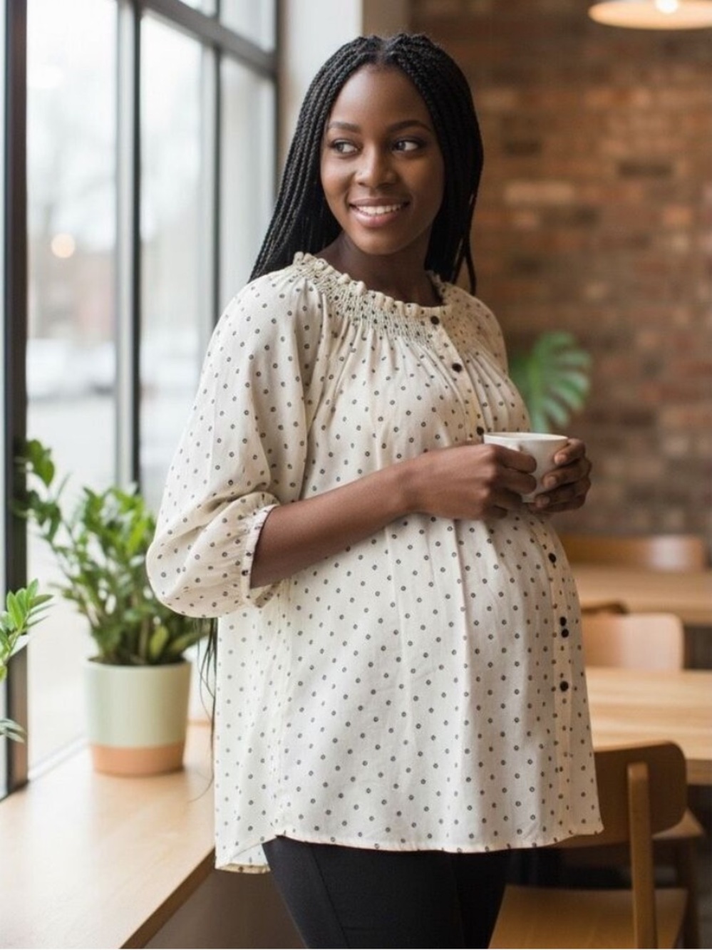 Hatch Cream Dot Maternity Tunic